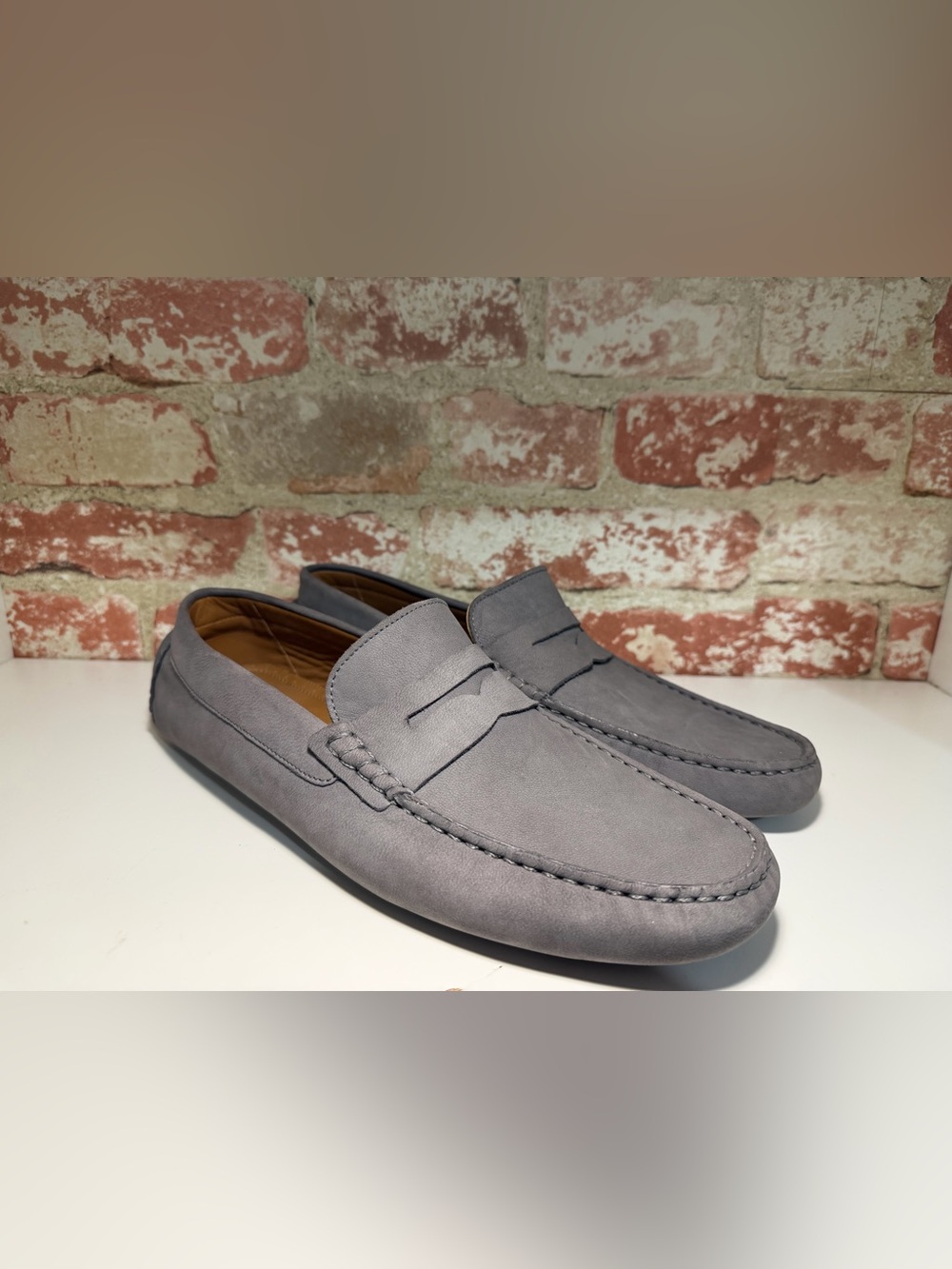 Vince Camuto Grey Suede Penny Loafers